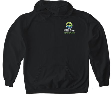 Mill Bay Tennis Club Long and Short Sleeve, a Black Gildan Softstyle Pullover Hoodie