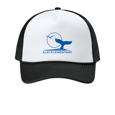 Classic Alki Elementary Hat - Blue Logo&nbsp;, a White/ Deep Black Printed Foam Trucker Hat