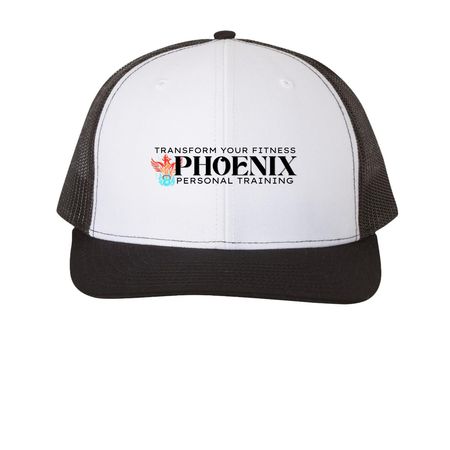 Trucker Hat, a White/Black Printed Snapback Trucker Cap