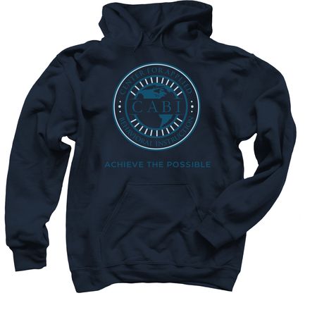 Show your school spirit while supporting CABI, a Navy Pullover Hoodie