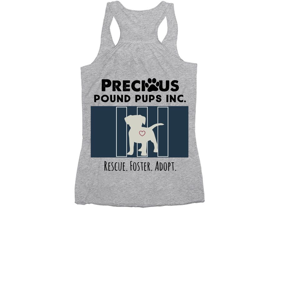 Help US save more pups!!!!, a Athletic Heather Women's Racerback (back-view)