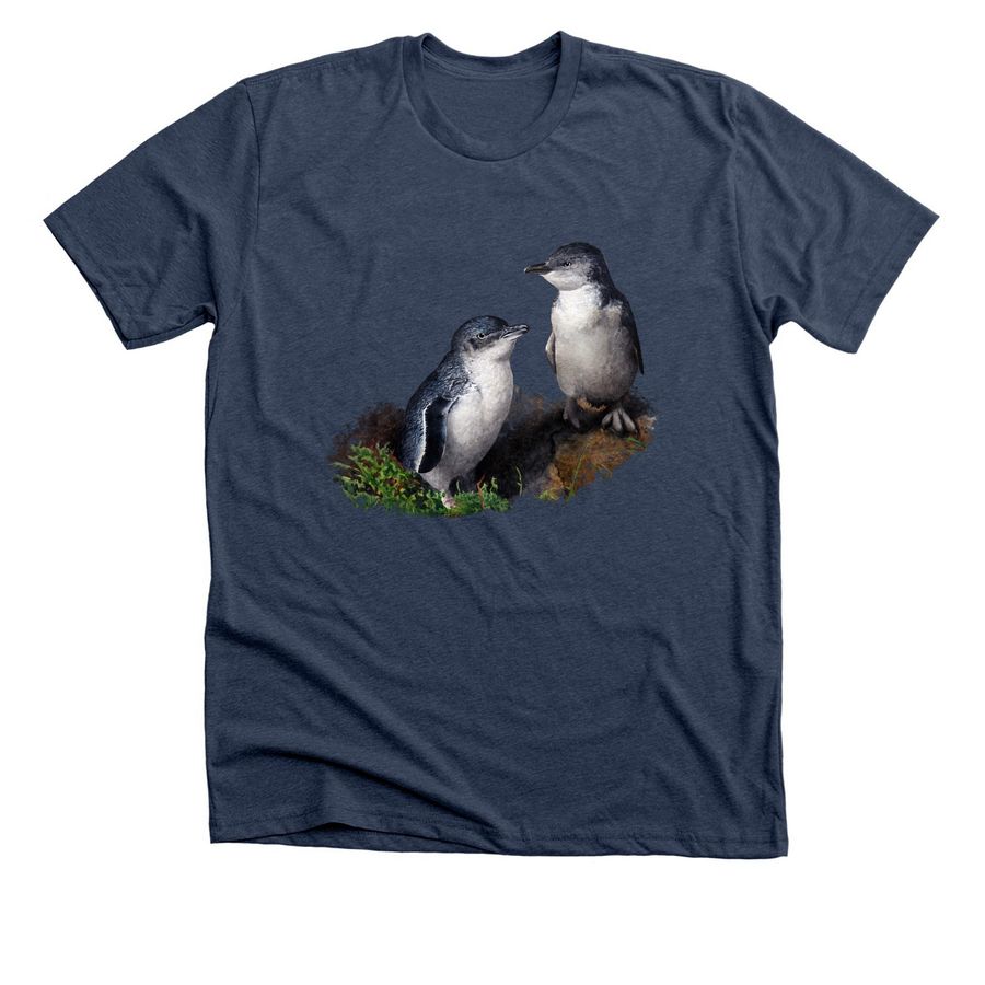 Little Penguin?White Logo, a Heather Navy Premium Unisex Tee