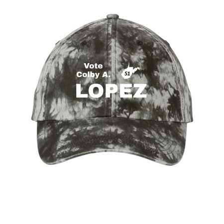 Lopez4Change Hats, a Black Printed Tie Dye Baseball Hat