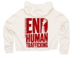 Kairos Cut-Ups // End Human Trafficking Line, a Bone Women?s Lightweight Cropped Hoodie (back-view)
