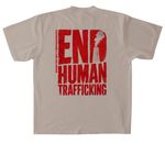 Kairos Cut-Ups // End Human Trafficking Line, a Oatmeal Heavyweight Garment Dye Tee (back-view)