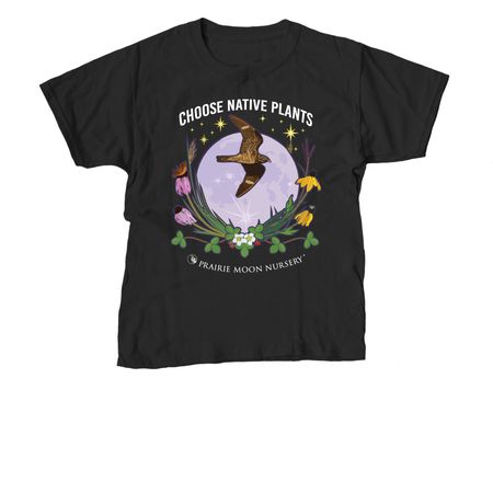Choose Native Plants: Moon & Hawk (color), a Black Youth Unisex Tee