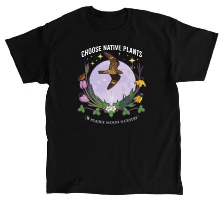 Choose Native Plants: Moon & Hawk (color), a Black Classic Unisex Tee