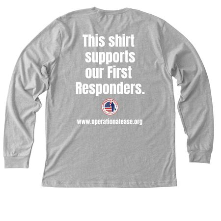 Supporting First Responders, a Athletic Heather Premium Long Sleeve Tee (back-view)