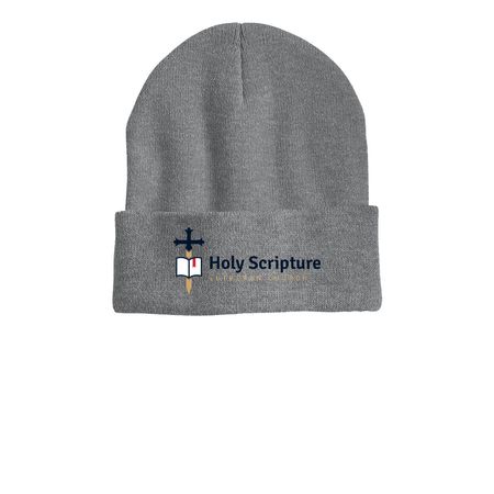 HSLC Classic Beanies, a Dark Heather Grey Printed Cuffed Beanie