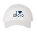 I Love Orono Hat (Blue)&nbsp;, a White Printed Pigment Dye Baseball Cap