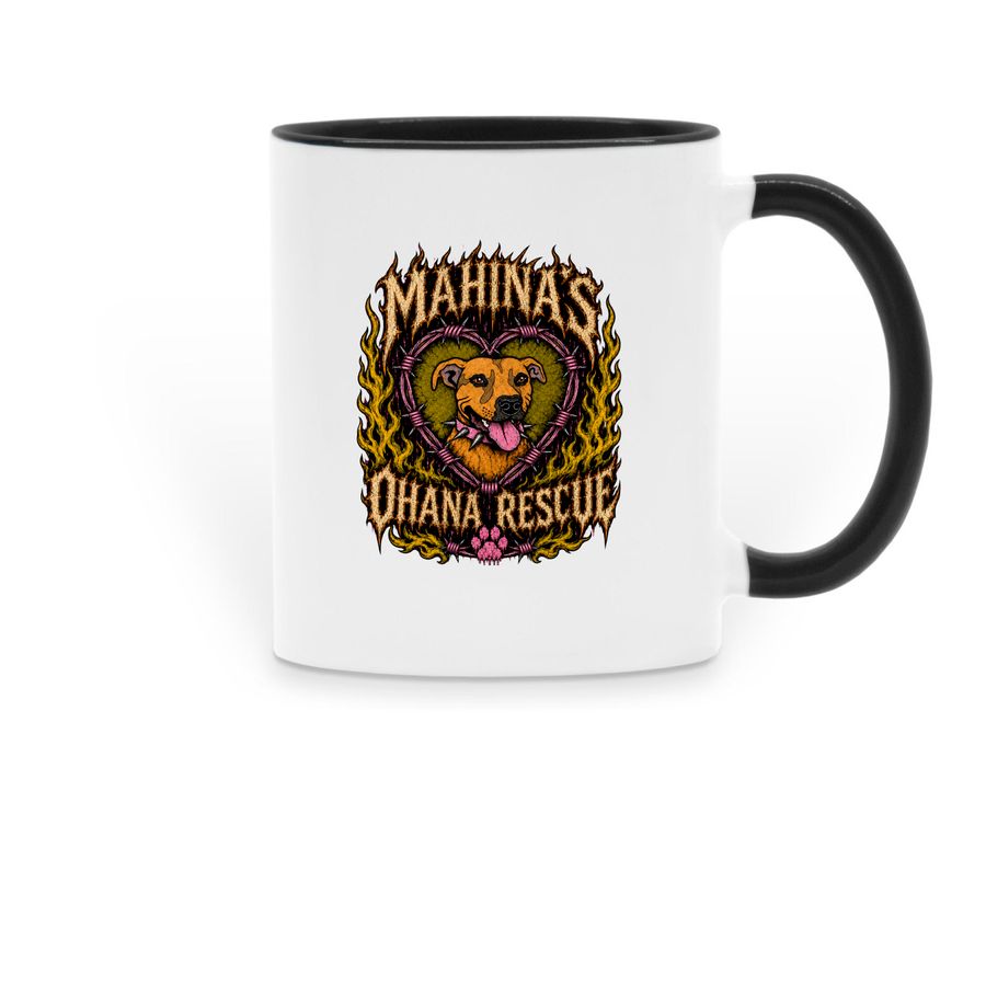 Mahina's Ohana Rescue ?hardcore? coffee mug, a Black Two-Tone Ceramic Mug