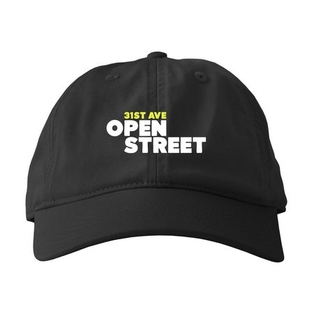 31st Ave Open Street Hat, a Black Printed Eco Baseball Cap
