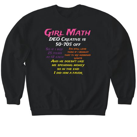 Girl Math, a Black Softstyle Crewneck Sweatshirt