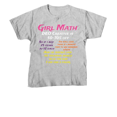 Girl Math, a Sport Grey Youth Unisex Tee