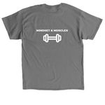 MINDSET & MUSCLES, a Charcoal Classic Unisex Tee (back-view)