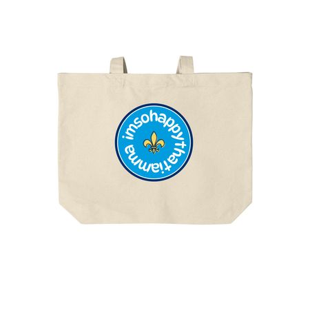 imsohappy tote, a Natural Cotton Canvas Tote Bag