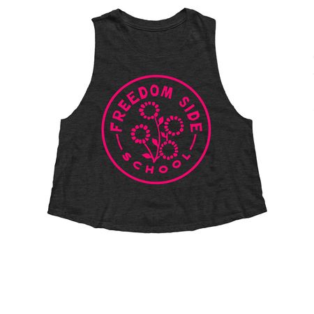 magenta, a Dark Grey Heather Women?s Cropped Racerback Tank