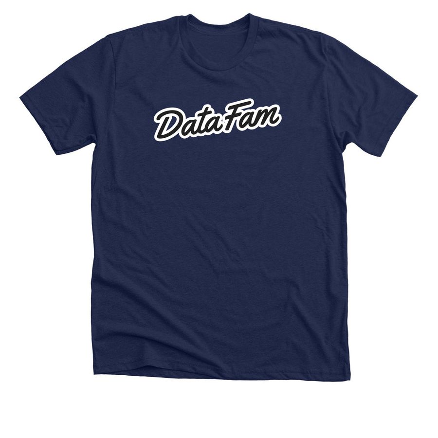 DataFam White Logo Tees, a Solid Navy Blend Premium Unisex Tee
