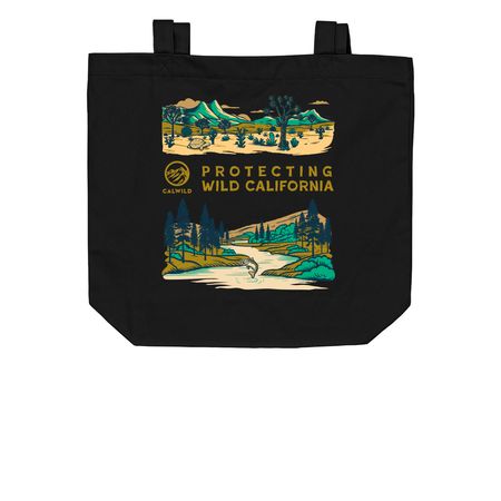 CalWild Landscape Tote Bag, a Black Organic Cotton Tote Bag