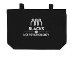 Fool Around Totes, a Black Large Organic Cotton Tote Bag (back-view)