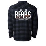 For the Bears Flannel, a Charcoal Heather/ Black Unisex Flannel Shirt (back-view)