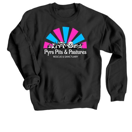 Pyrs Pits & Pastures Tee Shirt Fundraiser, a Black Crewneck Sweatshirt