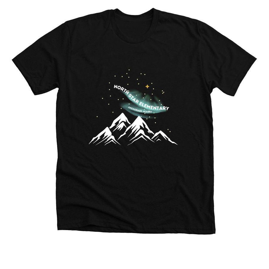 North Star Large White Logo, a Solid Black Blend Premium Unisex Tee