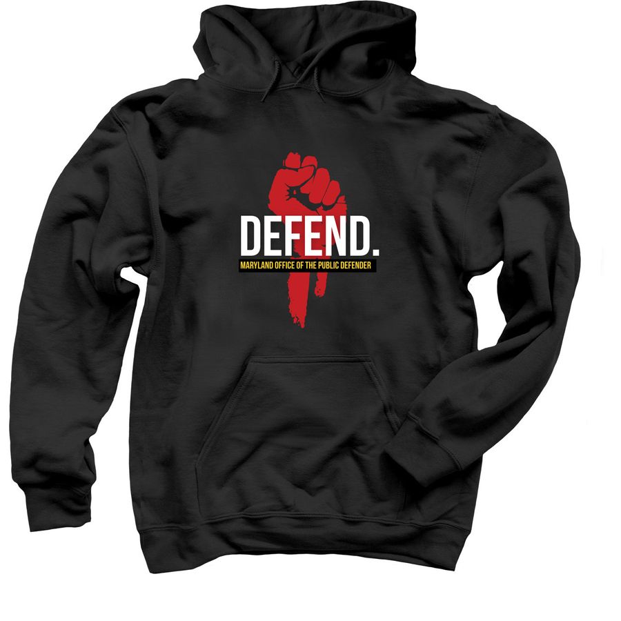 DEFEND - Post Conviction Defenders, a Black Pullover Hoodie
