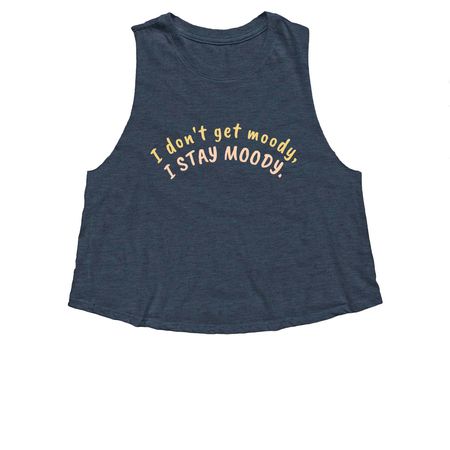 Stay Moody, a Heather Navy Women's Cropped Racerback Tank