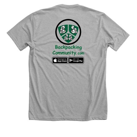 Backpacking Community, a Athletic Heather Premium Unisex Tee (back-view)