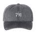 791, a Black Printed Pigment Dye Baseball Cap