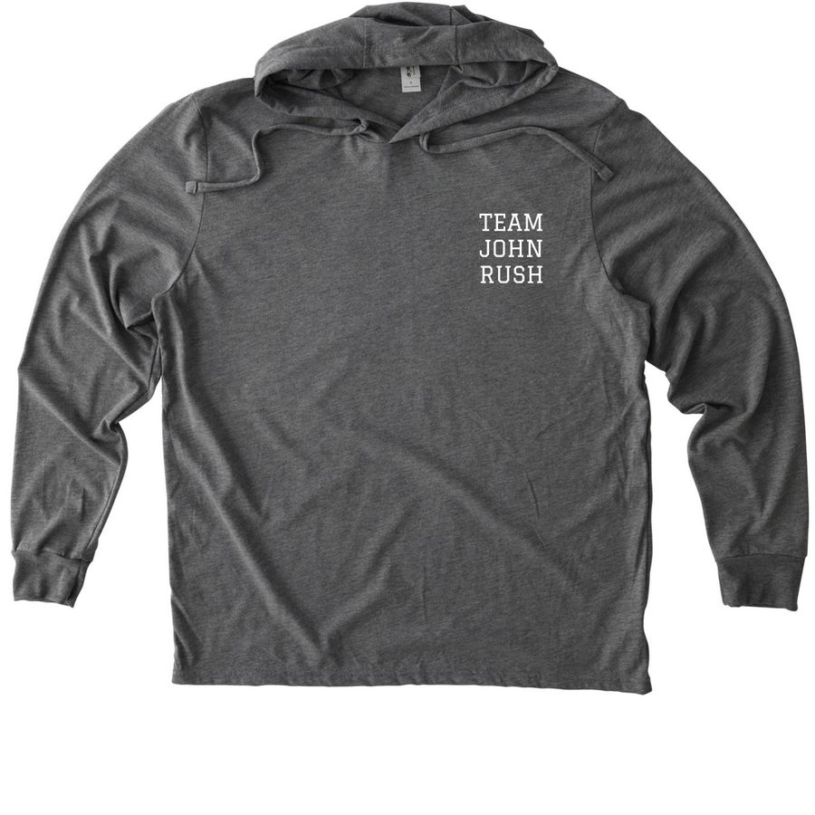Team John Rush - Different Not Less, a Aluminum Grey Allmade Eco Triblend Hoodie Tee
