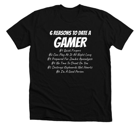 DATE A GAMER, a Solid Black Blend Premium Unisex Tee