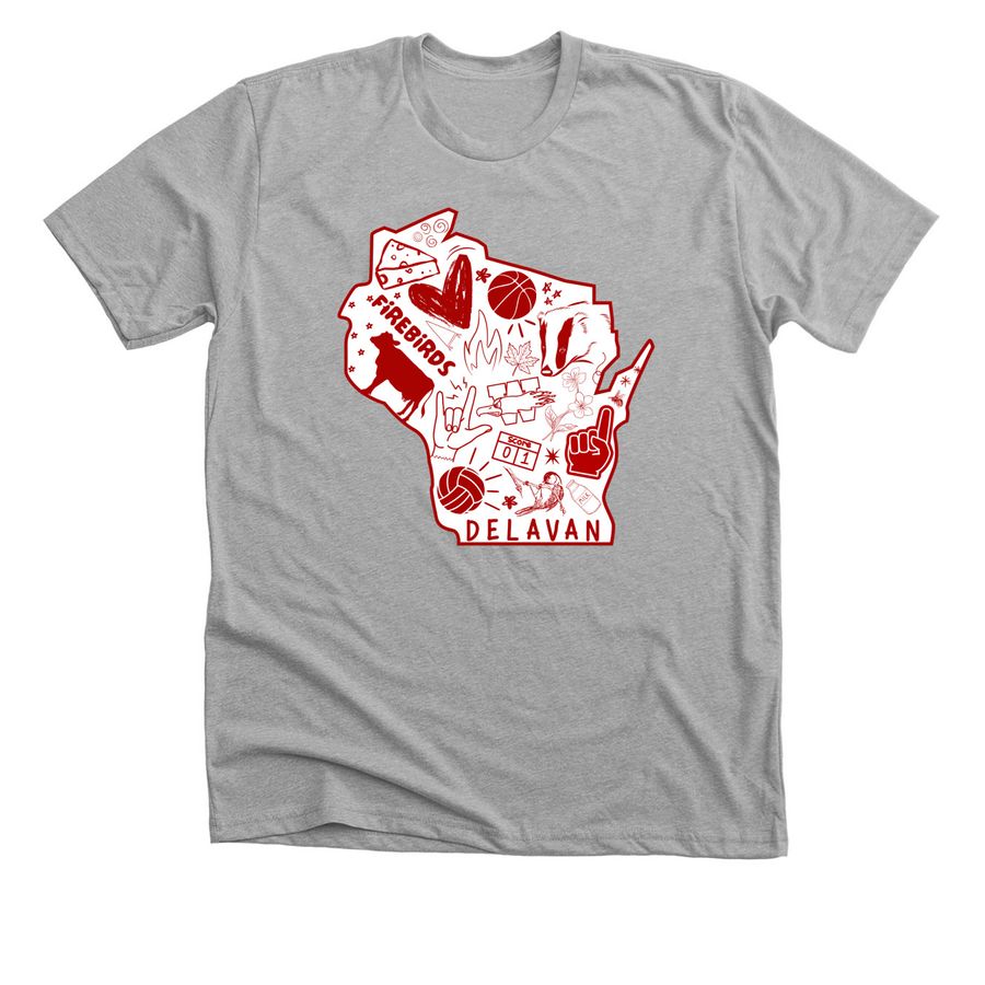 Wisconsin <3, a Athletic Heather Premium Unisex Tee