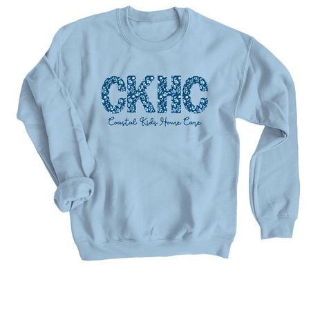CKHC Floral, a Light Blue Crewneck Sweatshirt