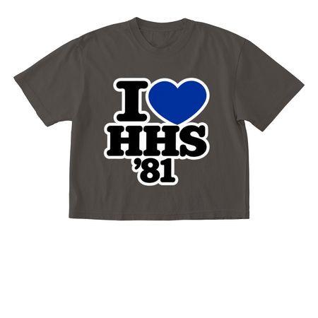 I LOVE HHS'81, a Pepper Comfort Colors Boxy Tee