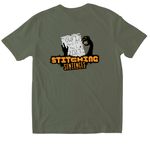 Stitching Sentences, a Military Green Softstyle Cotton Tee (back-view)