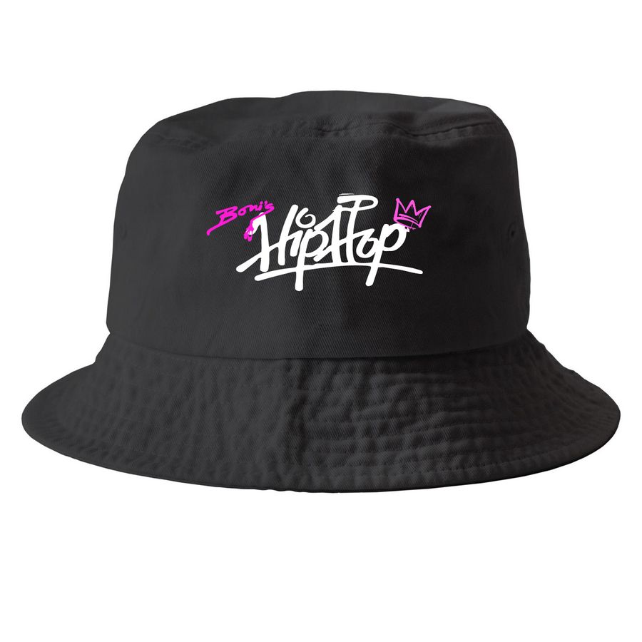 Boni's Hip Hop Hats, a Black Printed Bucket Hat