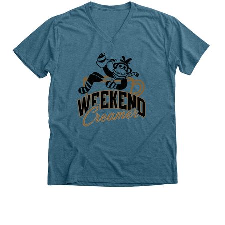 Coffee Customs Apparel, a Heather Deep Teal Premium V-Neck Tee