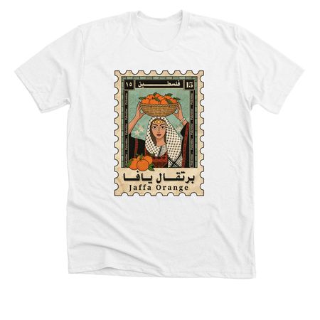 Jaffa Orange Stamp, a Solid White Blend Premium Unisex Tee
