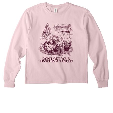 Don't Get Your Tinsel in a Tangle!, a Soft Pink Youth Heavyweight Long Sleeve Tee