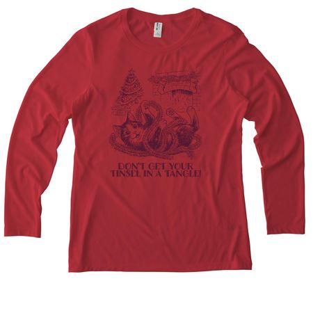 Don't Get Your Tinsel in a Tangle!, a Rise Up Red Allmade Eco Triblend Women?s Long Sleeve Tee