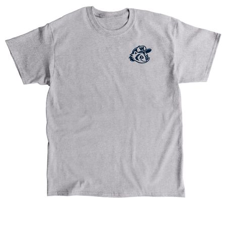 Front and Back Design in Navy, a Sport Grey Classic Unisex Tee