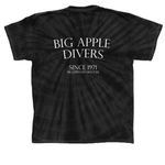 Big Apple Divers Apparel, a Black Classic Tie Dye Tee (back-view)