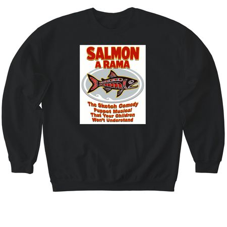 Salmon-A-rama Merch, a Black Softstyle Crewneck Sweatshirt