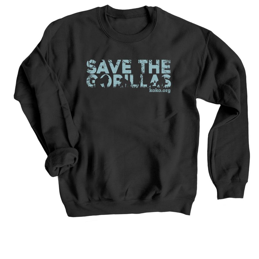 Koko?s Save-the-Gorillas Shirts, a Black Crewneck Sweatshirt