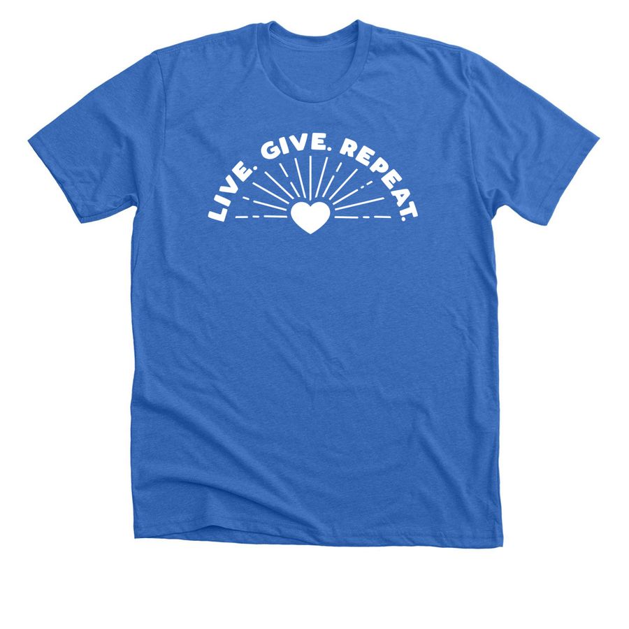 Live. Give. Repeat. (Adult Tee), a Heather True Royal Premium Unisex Tee