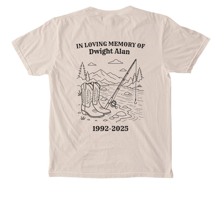 In Loving Memory of Dwight, a Ivory Comfort Colors Pocket Tee (back-view)
