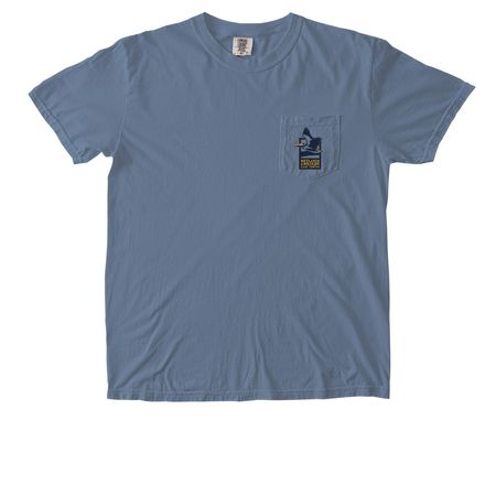 WWCC X KNGDMCO - HB PELI BLUE, a Blue Jean Comfort Colors Pocket Tee