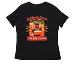 Help Us Build the Dream School, a Black Women's Relaxed V-Neck Tee (back-view)